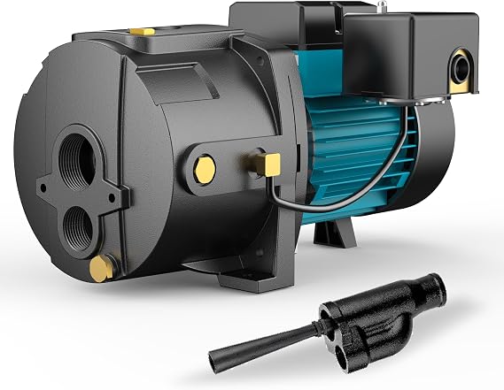 LEO 1HP Shallow/Deep Well Jet Pump with Ejector Kit, 115V/230V Durable Cast Iron Pump, Well Depth up to 50 ft, Automatic Pressure Switch, for Farm, Lawn, Garden