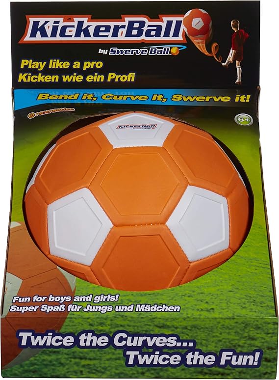 STAY ACTIVE KICKERBALL by Swerve Ball Football Toy Size 4 Aerodynamic Panels for Swerve Tricks, Indoor & Outdoor, As Seen On TV, Unisex, Orange White
