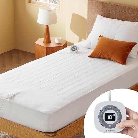 Bedsure Heated Mattress Pad Twin, Fast Heating Electric Bed Warmer 39"x75"
