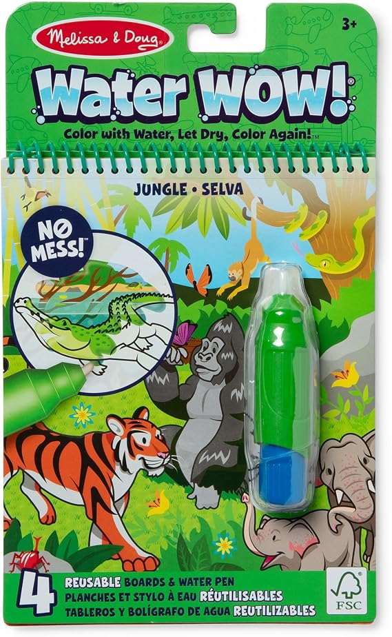 Melissa & Doug On The Go Water Wow! Reusable Water-Reveal Coloring Activity Pad Jungle