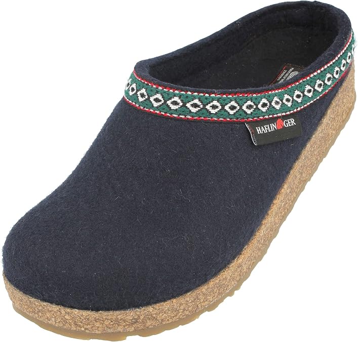 HAFLINGER Unisex Grizzly Classic Wool Clogs, Navy, 43EU