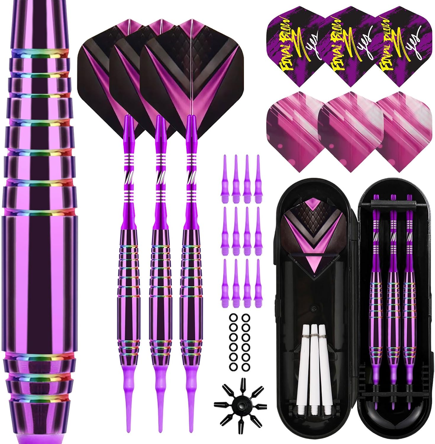 Dartpfeile mit Kunststoffspitze für Elektronische Dartscheibe 3 Stück Soft Darts Pfeile Set 19 Gramm Profi Softdarts Dartpfeil mit Aufbewahrungsbox
