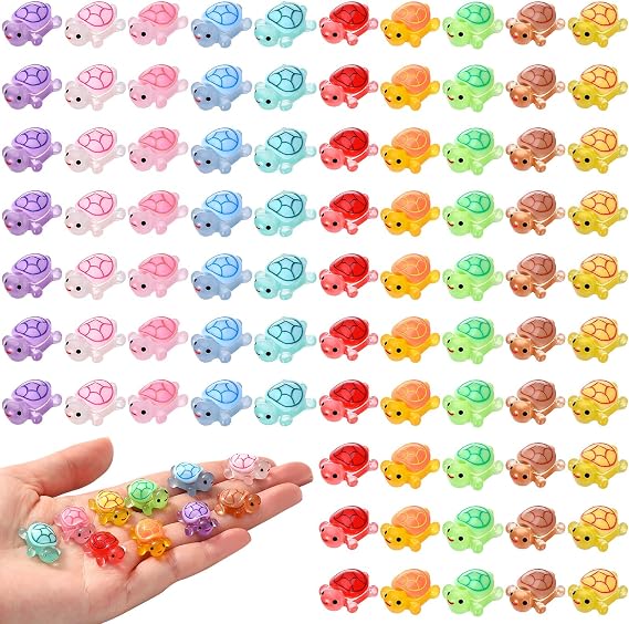 GSrenyu 100 Pcs Mini Turtles Luminous Resin Turtle Animals Figures | Glow in The Dark, Resin Miniature Figures, Perfect for Garden Aquarium Dollhouse Party Decoration