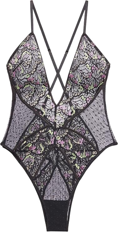 Savage X, Womens, Butterfly Wings Lace & Mesh Teddy