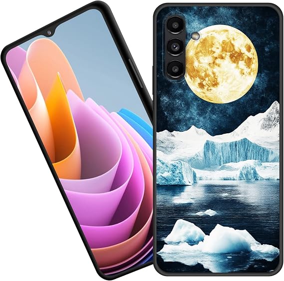 for Galaxy A14 5G Case,Premium Soft Silicone Rubber Full-Body Protective Bumper Case for Samsung Galaxy A14 5G,Moon Over Ice Mountains