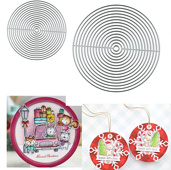 Nesting Circle Metal Die Cuts,Merry Christams Circle Round Border Cutting Dies Cut Stencils DIY Scrapbooking Decorative Embossing Paper Scrapbooking Card Making