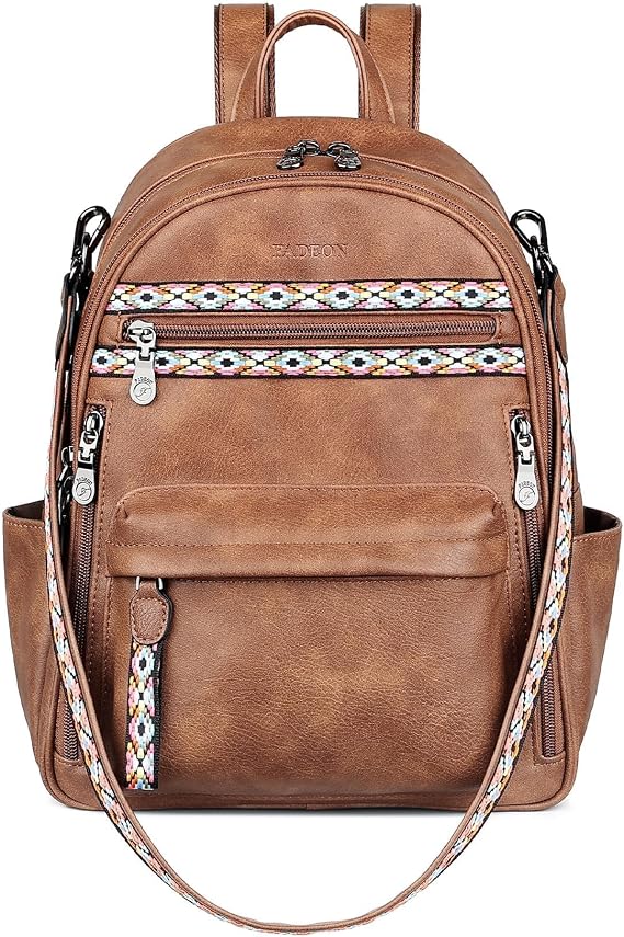 FADEON Small Backpack Purse for Women, Multi-Pocket Bag with IPad Pocket