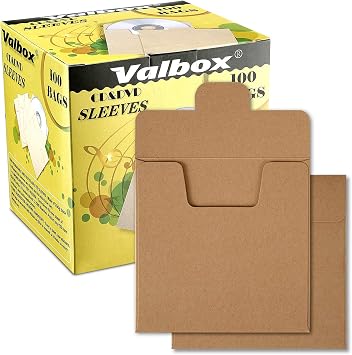ValBox CD Sleeves 100 Packs Kraft Paper Envelopes 5 x 5 Inches Brown DVD Paper Cardboard Envelopes CD Paper Storage Holder Covers