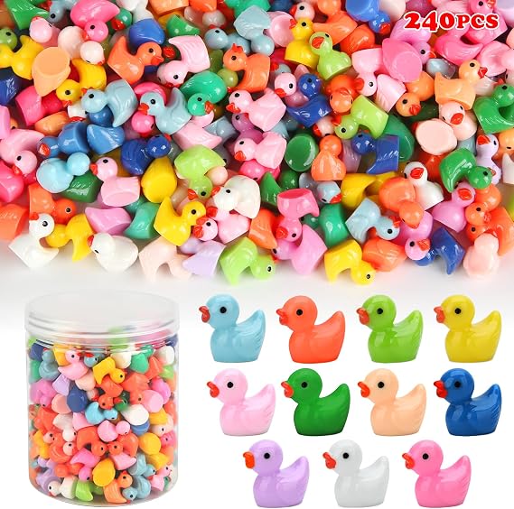 240pcs Mini Ducks, Tiny Resin Duck Small Plastic Animals Figurines Bulk