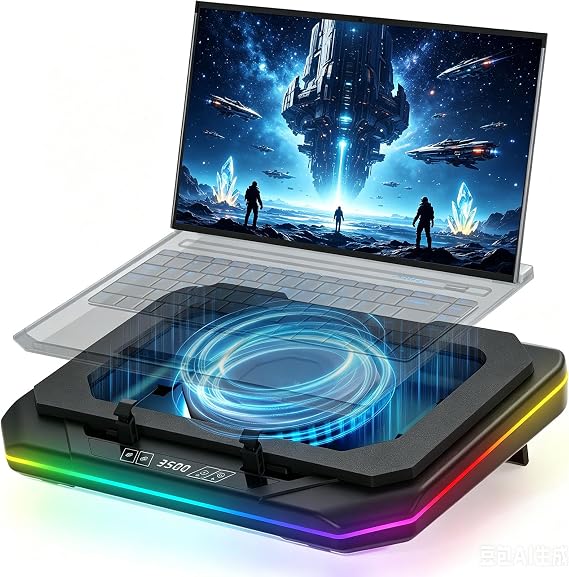 Cooling Pad for Msi GS66-Stealth-11UX Gaming Laptop Cooler with Powerful Turbo Cooling Fan Can Fast Cooling CPU+GPU 40C, Variable Speed,6 RGB Light