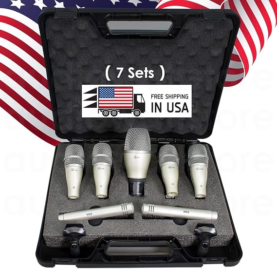 EMB Professional KIT7 Wired Dynamic Microphone Kit Drum Set with Mount Kit