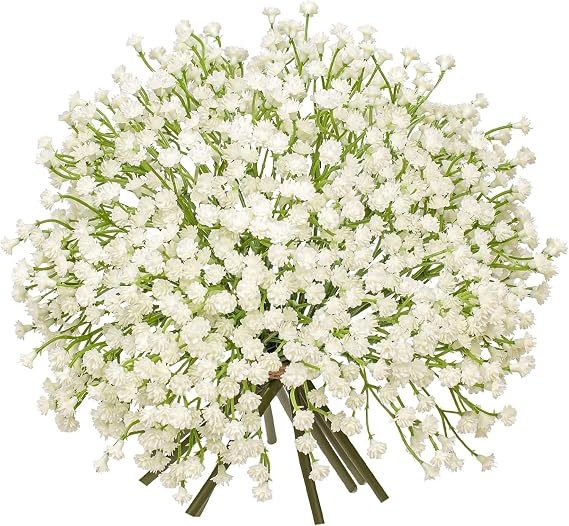Villa Como Artificial Flowers, Gypsophila, White, 9.8 inches 25 cm, 30 Heads, Bouquet, Artificial Green, Life-like, Mother's Day, Graduation, Wedding, Anniversary Cream, 9.8 inches 25 cm, 3 x 10 Pairs