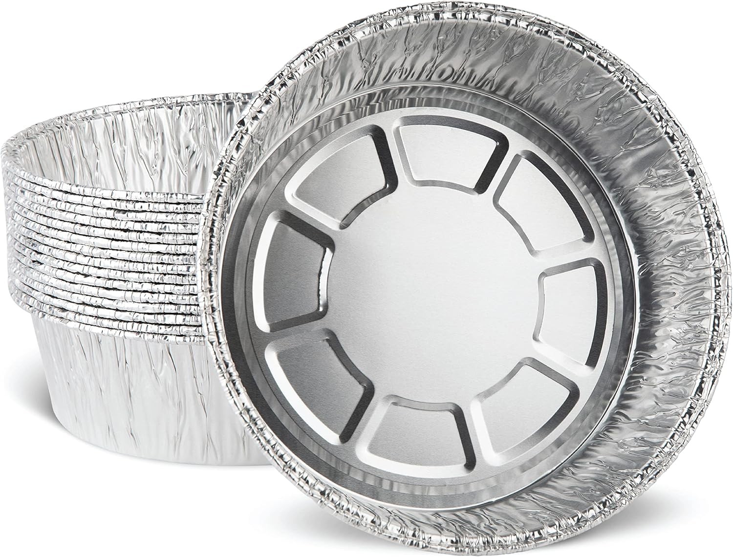 PLASTICPRO 8 Inch Round Tin Foil Pans Disposable Aluminum, Deep Freezer & Oven Safe - For Baking, Cooking, Storage, Roasting, Reheating, Pack of 20