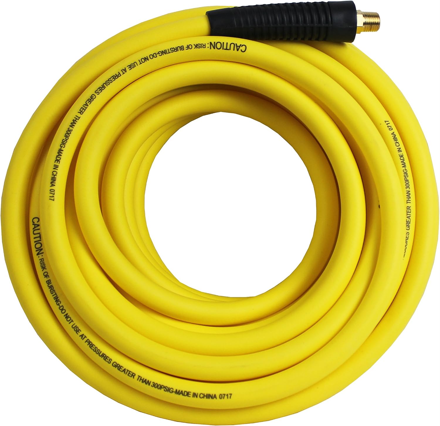 MaxWorks 80789 Lightweight All Weather No-Memory Non-Kinking 300 PSI Maximum Hybrid Polymer Air Hose, 38 x 100 , Yellow
