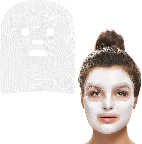 Kifmurase 100 Pieces Pre-Cut Gauze Face Masks, Cotton Face Gauze for High Frequency Gauze Pad Soft Facial Gauze Face Pads for Women Beauty Salon SPA Skin Care DIY Mesh Face Care (White)