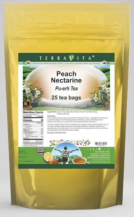 Peach Nectarine Pu-erh Tea (25 tea bags, ZIN: 537708)