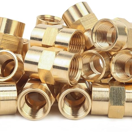 LTWFITTING Brass Pipe Fitting Coupling Coupler 1/8 x 1/8 Inch Female NPT FNPT FPT Pipe Water Boat(Pack of 50)