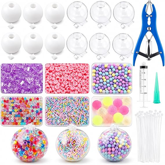 15pcs Squishy Making Kit - 6cm Thickened Silicone Blank Stress Ball Skins, Diy Custom Squeeze Set With Transparent And White Empty Shells For Adults Sensory Crafting