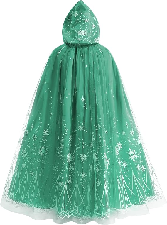 Girls Princess Cape Kids Snowflake Hooded Cloak Play Costume Halloween Party Outfit