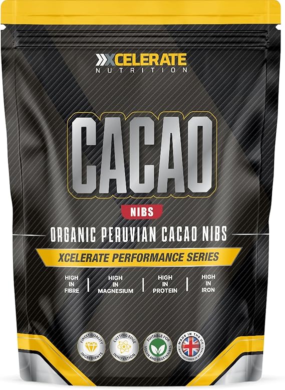 Organic Cacao Nibs � Boost Energy & Wellness with Iron-Rich, Magnesium-Packed Peruvian Raw Cocoa Superfood | Vegan, Gluten-Free, High Fiber for Natural Chocolate Lovers by XCelerate Nutrition (250g)