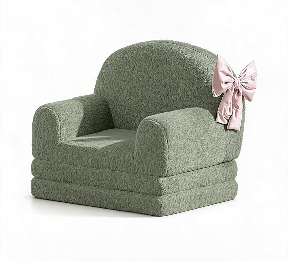 2-in-1 Children's Sofa and Lounge Chair Semicircular Foldable Convertible Small Children's Couch Made of Plush Toy Fleece and Soft Compressed Foam for Children's Room Cuddly Corner