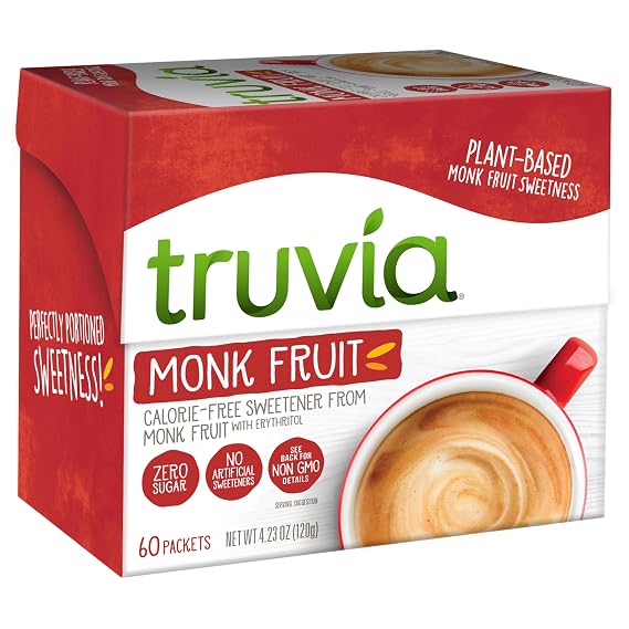 Truvia Monk Fruit Sweetener Packets, 60 Count Box