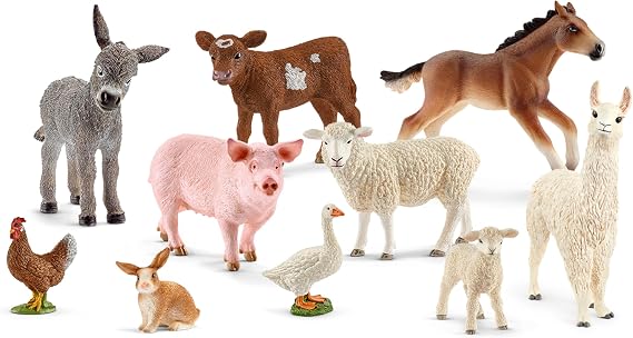 Schleich Farm World - 10Pc Farm Animal Toy Bundle - Kids Ages 3+ | 77585