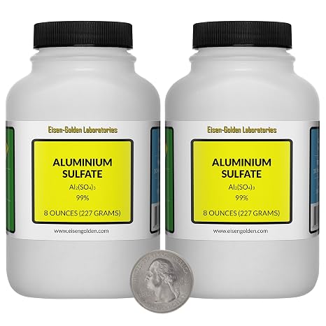 Aluminium Sulfate [Al2(SO4) 3] 99% AR Grade Powder 1 Lb in Two Bottles