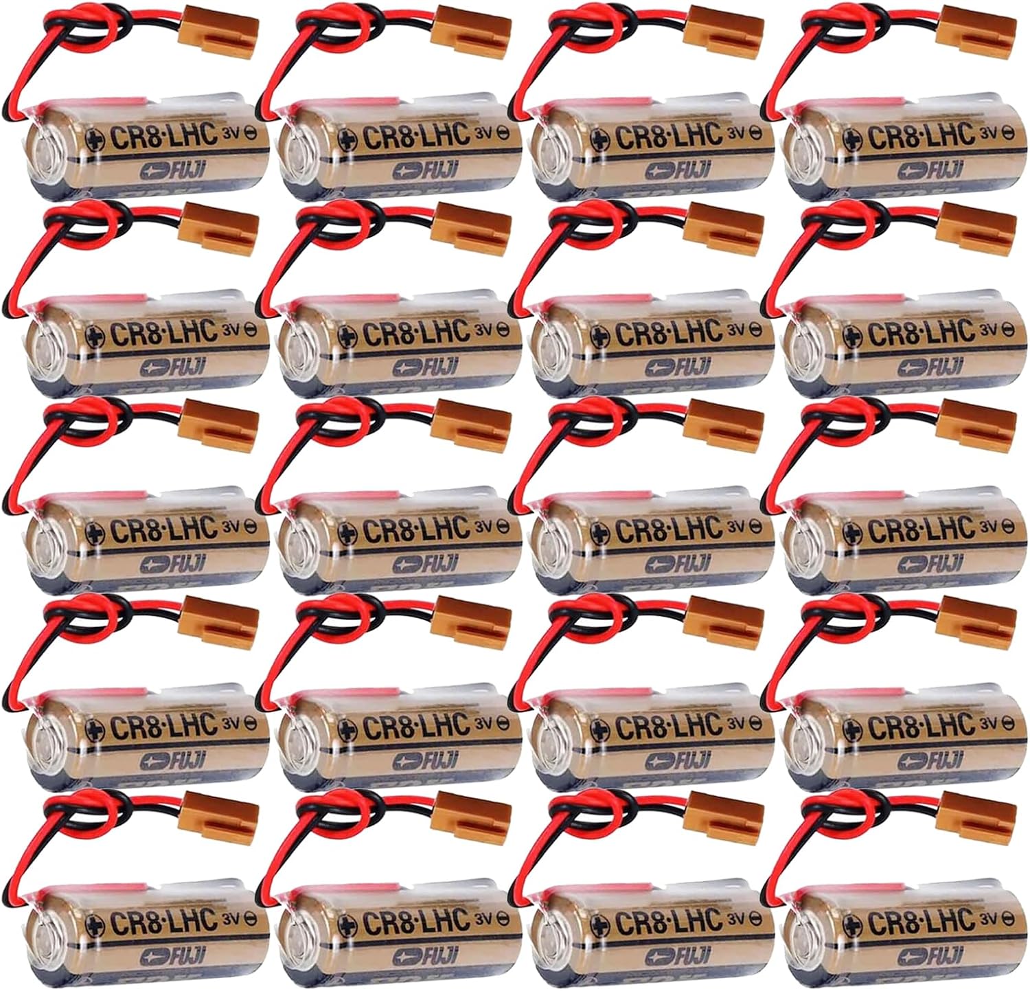 20-Pack］CR8. LHC 3V 2600mAh Lithium Battery for Fuji FDK CR8-LHC 17450 Memory Backup Power Source Water Meter Battery with Brown Plug