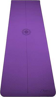 Bean Products SuperLite TPE Yoga Mat | Centering Mandala Design | Extra-long | Non-skid, Slip Resistant | Earth-friendly exercise gym mat | 6mm thick x 24 wide x 72 long