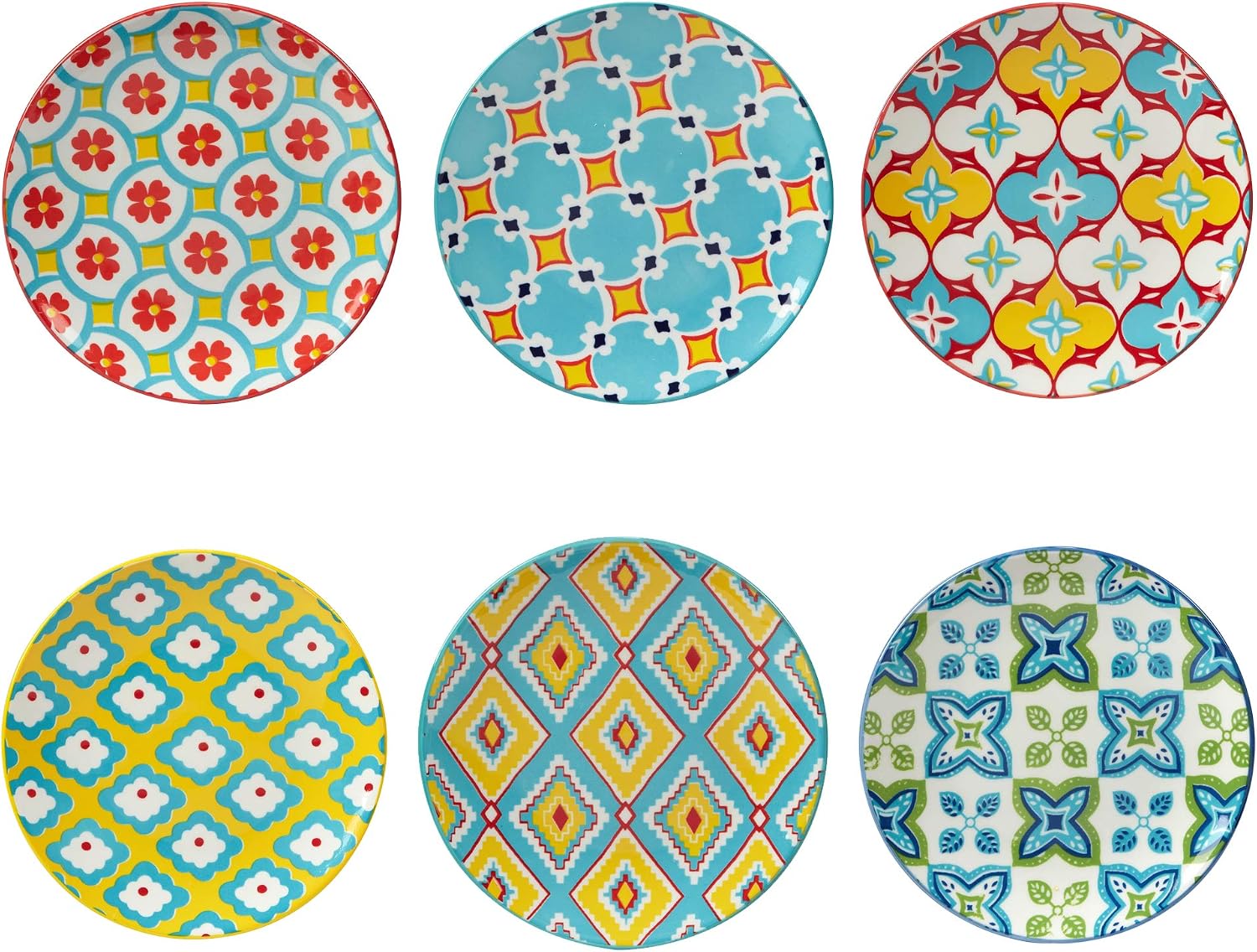 Certified International Damask Floral 6 CanapeLuncheon Plates, Assorted Designs, MULTI COLOR, Large, Set of 6
