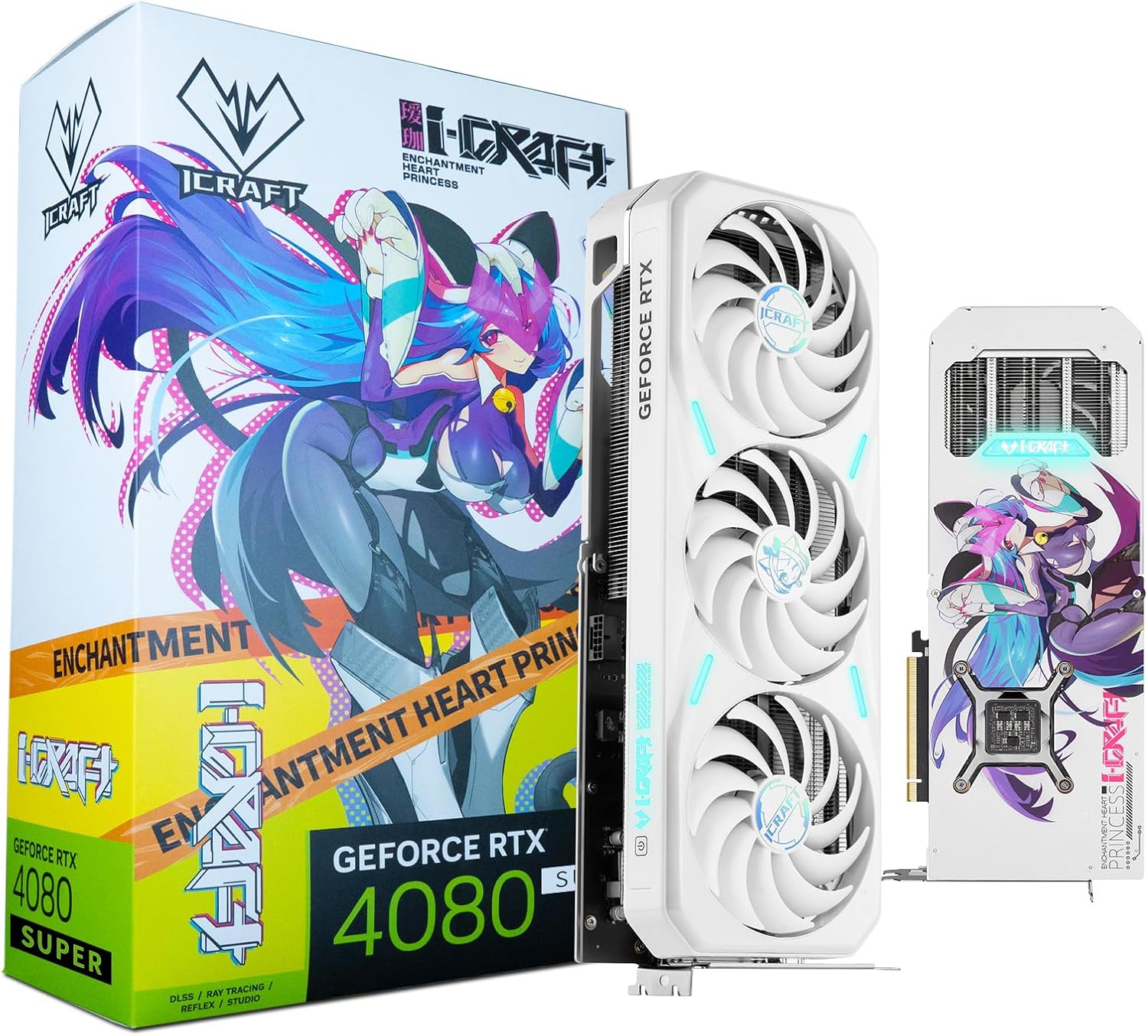 maxsun Geforce RTX 4080 Super iCraft ACGN Limited Edition OC 16GB GDDR6X Video Graphics Card GPU for Computer Gaming PC HDMI2.1 DLSS 3.5 PCIE4.0 X16 White Anime GPU