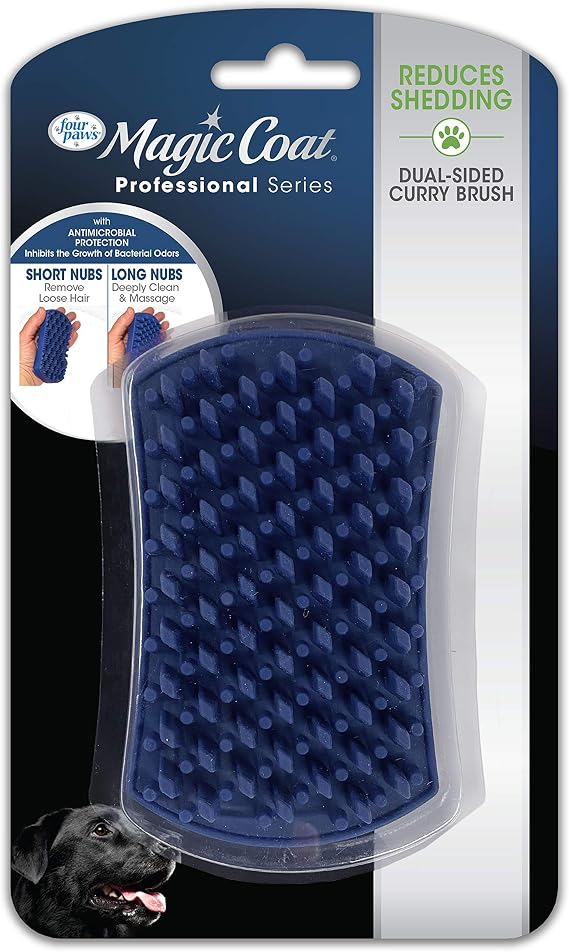 Four Paws Magic Coat Professional Series Dual-Sided Curry Brush for Dogs