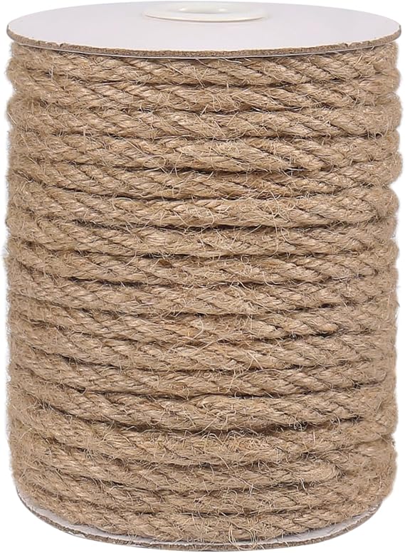 Vivifying 6mm Jute Rope, 50 ft Natural Jute Twine for Cat Scratching Posts