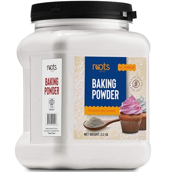 Roots Circle Baking Powder | Gluten-Free All-Purpose Leavening Agent For Cooking and Baked Goods, Desserts, Breads, Cake | Vegan & Kosher-Safe | 2lb [35oz] Airtight Bulk Container