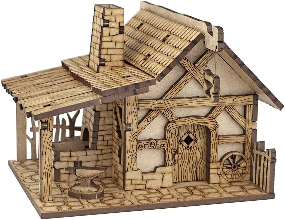 TowerRex Smithy DND Terrain Building, DND Accessories for Dungeons & Dragons, Pathfinder, Warhammer, Tabletop Battle Map, Wargaming Terrain, RPG Scenery for 32mm, 28mm Miniatures