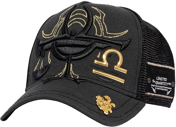 Red Monkey Designs Libra Black RM1424 Zodiac Series Fashion Unisex Limited Edition Mesh Trucker Hat Cap
