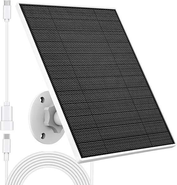 Solar Panel for Eufy Outdoor Camera, 5W Solar Panel Charger Compatible with Eufycam, Continuous Power Supply, 9.8ft Charging Cable, IP65 Waterproof, Adjustable Wall Mount, 1 Pack