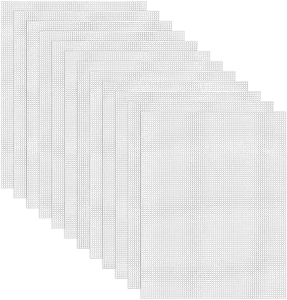 12 Pieces 7 Count Plastic Mesh Canvas Sheets for Embroidery, Acrylic Yarn Crafting, Knit Crochet Projects and Make Aquarium Dividers (10.5 X 13.5 Inch)