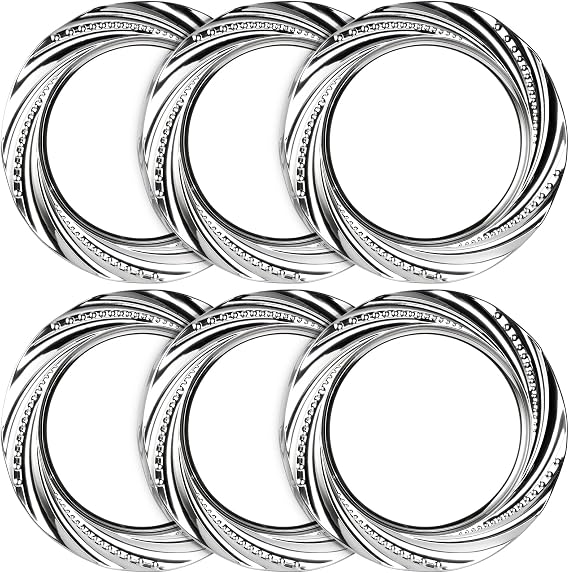 ZENFUN 6 Pack Stainless Steel Plate, Round Dinner Plates, Silver Charger Plates, Flower Spiral Dinner Chargers, Decorative Plates for Table Setting, Wedding, Parties, Outdoor Receptions
