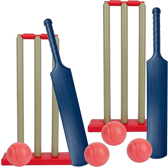 2 Pack Cricket Sets with 4 Balls for Beach Backyard Sports Game Ages 3+
