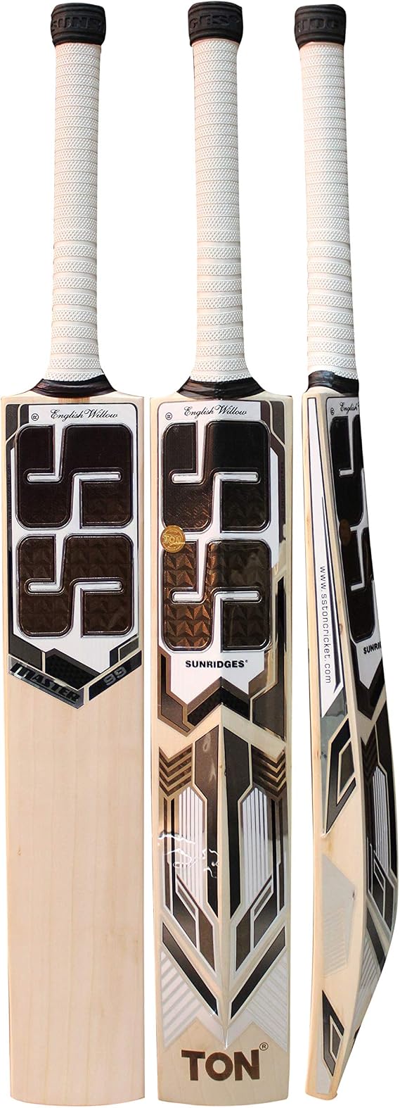 SS Sunridges Master 99 Premium Cricket English Willow Leather Ball Cricket Bat - Adult Size - Short Handle (Bat Cover Included)
