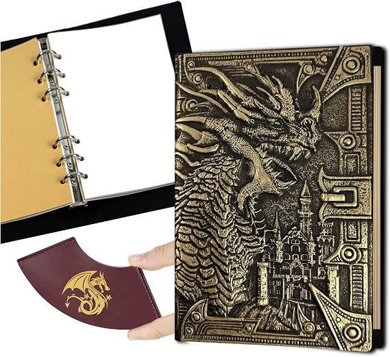 DND Notebook Travel Journal,400 Pages Binder Blank Leather