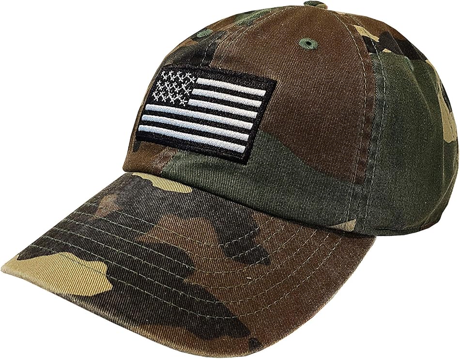 Newhattan USA American Flag Patch Camo Baseball Hat Cap | Washed Unisex Adjustable Cap Hat Headwear for Men and Women