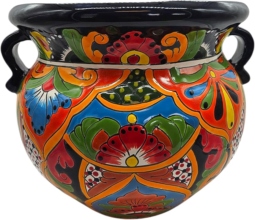 Michoacana Wall Planter Large Hand Painted Indoor Outdoor Multi Colored Figure Glazed