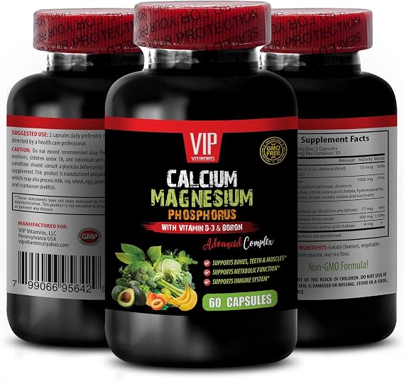 Calcium Supplement - Calcium Magnesium Phosphorus with Vitamin D-3 & Boron - Womens Vitamins Immune Support with Calcium, Calcium Supplement with Vitamin d, Calcium Magnesium Potassium 1 Bot 60 Caps