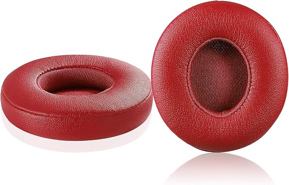 Solo 2.0 Wired Replacement Earpads, JARMOR Memory Foam Ear Cushion Cover for Beats Solo 2.0 Wired On Ear Headphones by Dr. Dre ONLY, (Does NOT FIT Solo 2.0/3.0 Wireless) (Red)