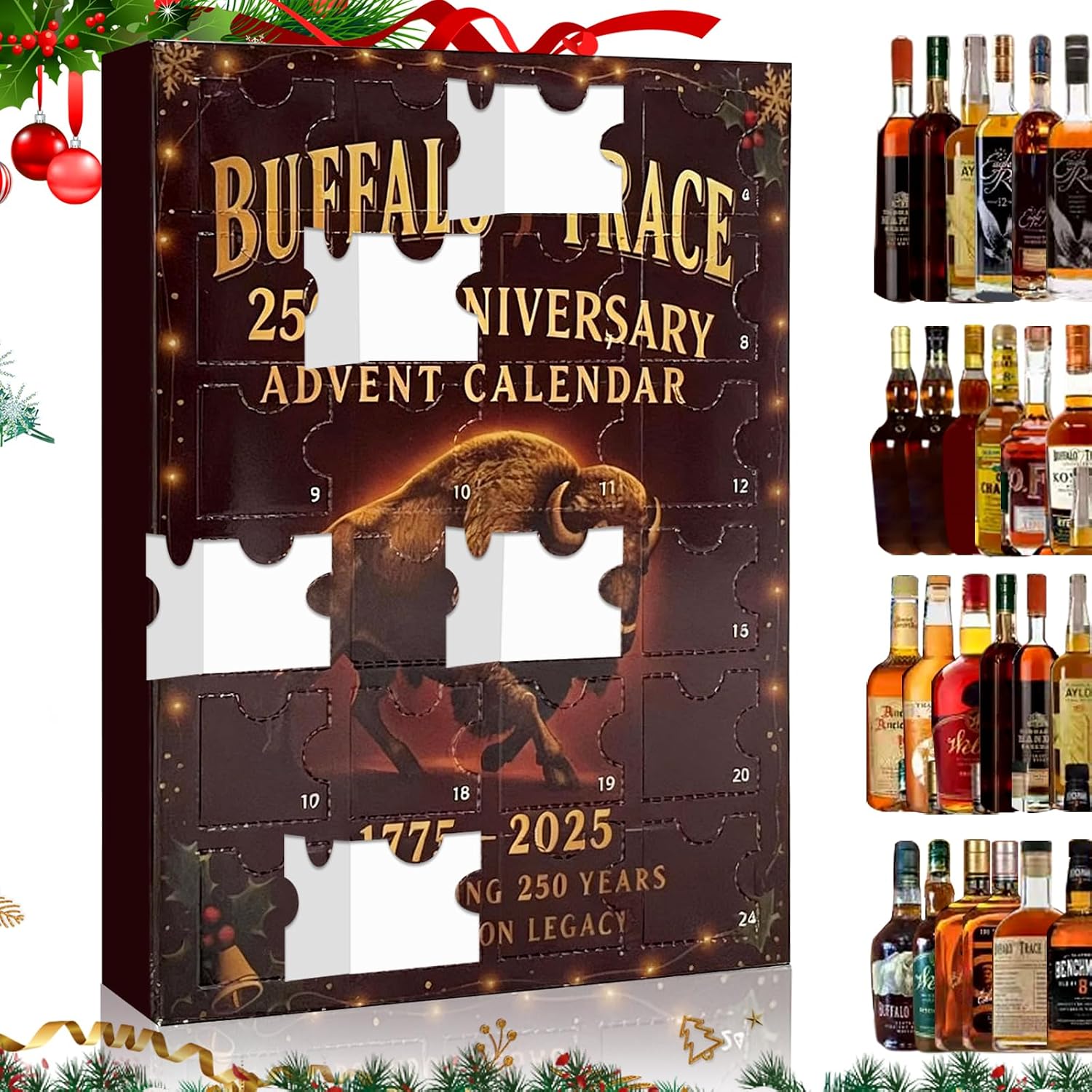 3D Buffalo Trace Advent Calendar 2026, 24 Days of Christmas Advent Calendar Boxes, Alcohol Advent Calendar Daily Alcohol-Free Xmas Decorations, Gifts & Keepsakes Hanging Ornaments for Adults Teenagers