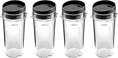 Ninja Single Serve 16-Ounce Cups Set by Preferred Parts Pack of 4 | Comparable with Nutri Ninja BL770 BL780 BL660 Professional Blender