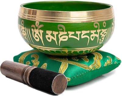Tibetan Singing Bowl Set - Easy To Play for Beginners - Authentic Handcrafted Mindfulness Meditation Holistic Sound 7 Chakra Healing Gift by Himalayan Bazaar Black